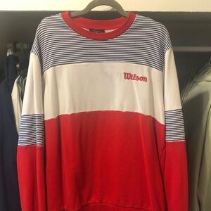 Wilson Red, White & Navy Striped Crewneck Sweater